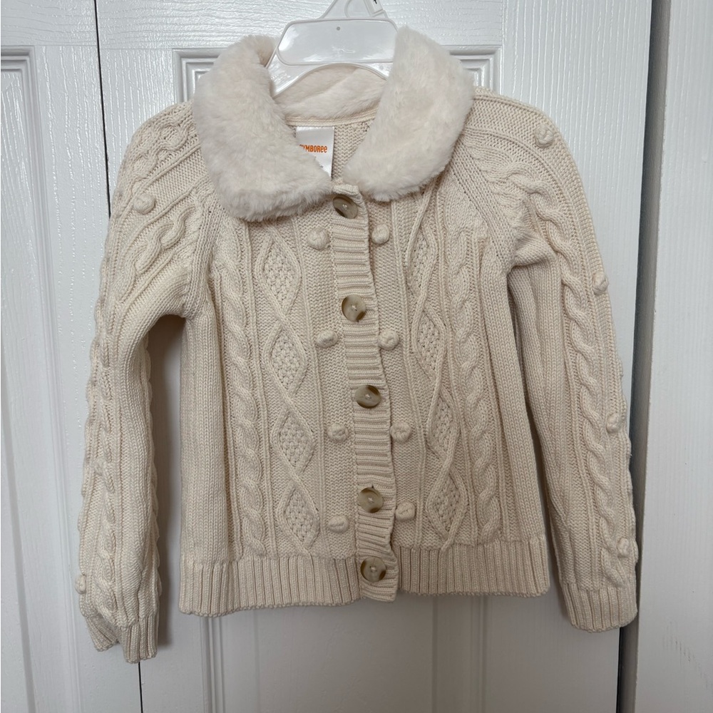 Gymboree Cream Knit Sweater with Faux Fur